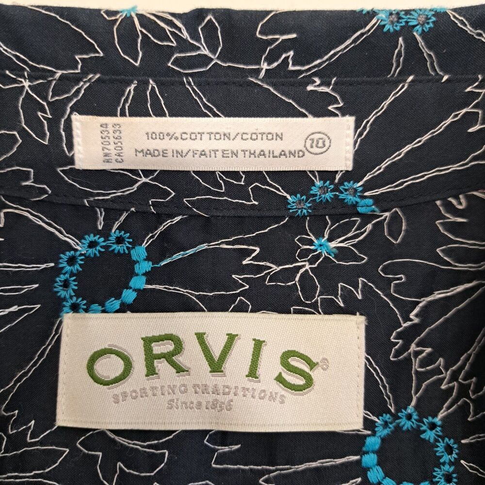 Orvis Women's 10 Button Up Stitched Flowers Blouse - Picture 3 of 6